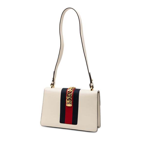 GUCCI White Leather Sylvie Shoulder Bag - Picture 2 of 6